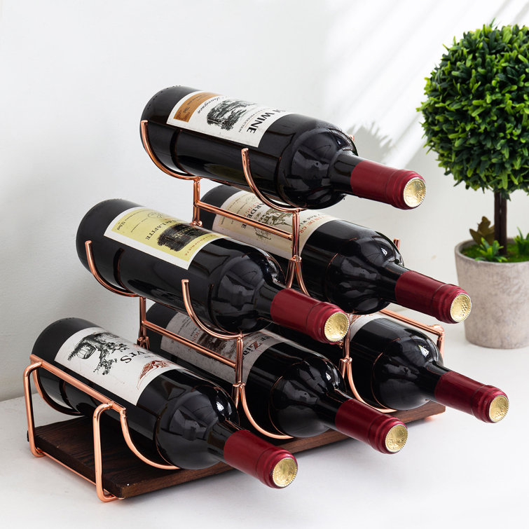Willa Arlo Interiors Oleary 6 Bottle Tabletop Wine Bottle Rack in Rose